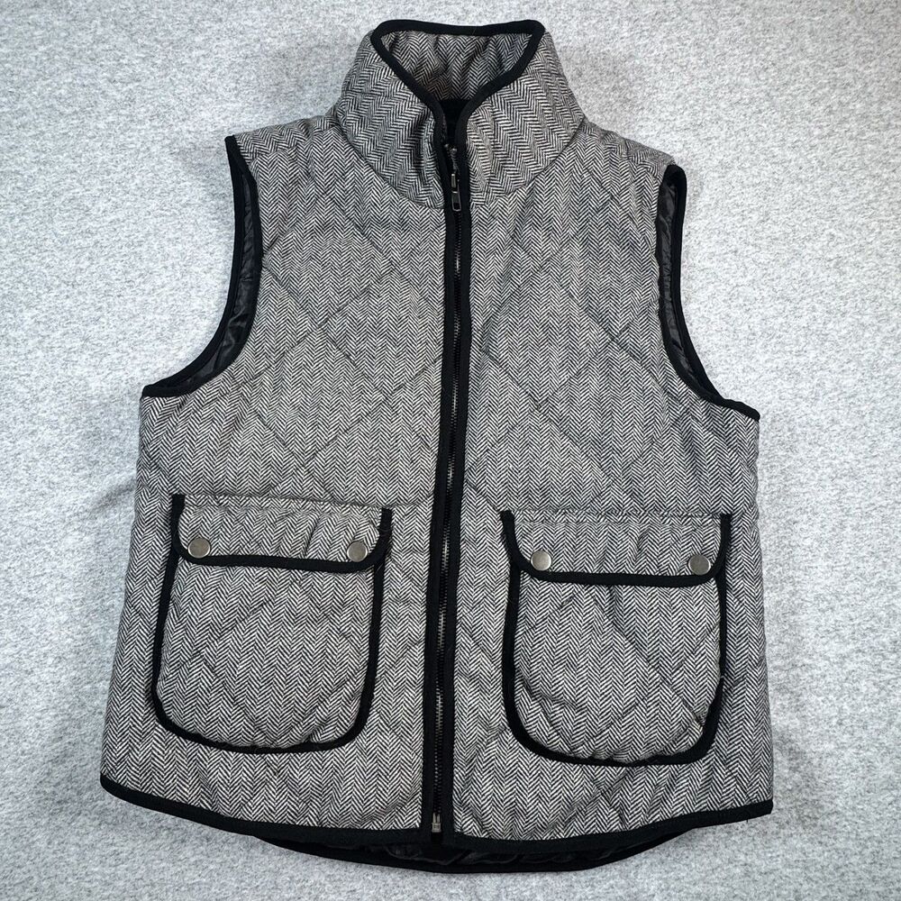 Altar’d State Women’s S 50% Wool Herringbone Vest Zip Front Utility Pockets
